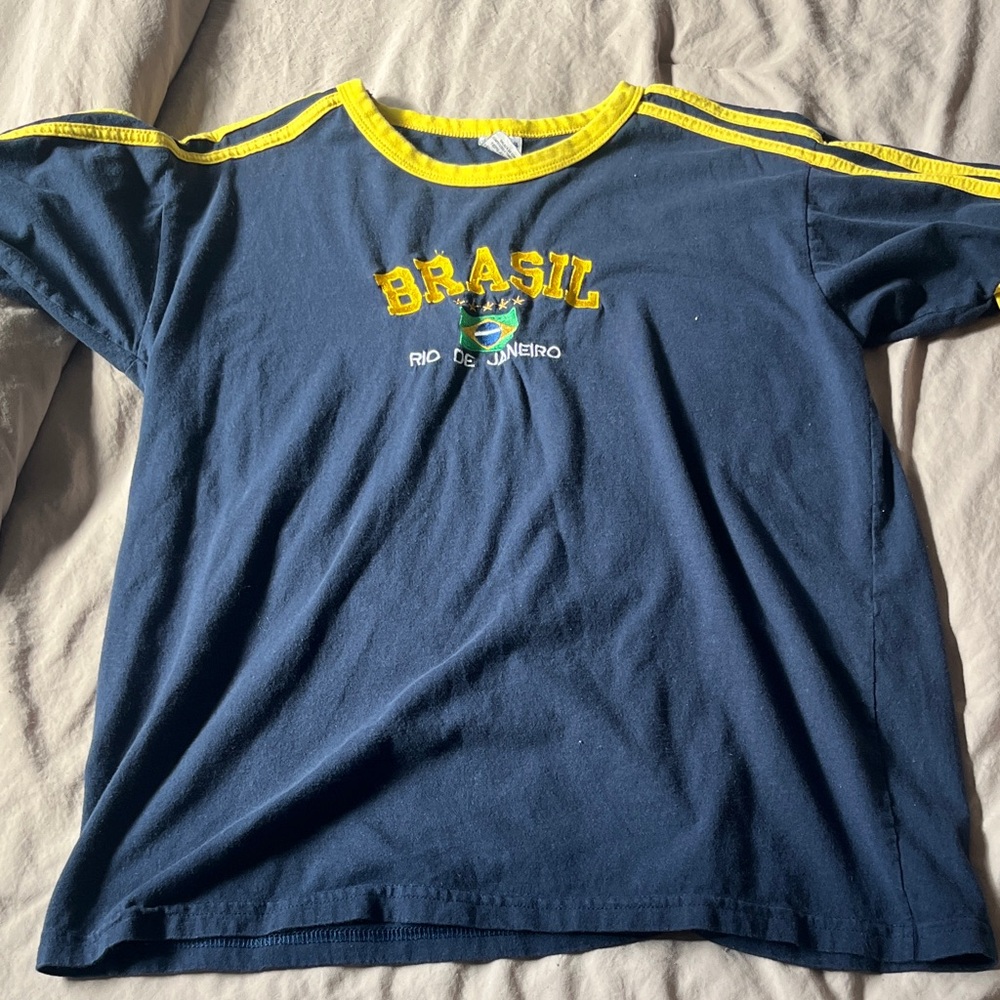 Brasil Oversized Blue and Yellow T-Shirt